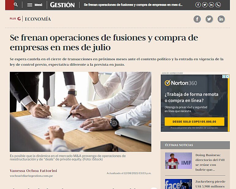 Se frenan operaciones de fusiones y compra de empresas en mes de julio